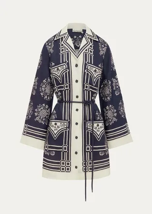 Alemais Banderrra Belted Linen Mini Dress