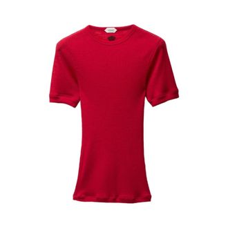 Versace T-Shirts, female, Red, Size: 2XS Wool Ribbed T-Shirt