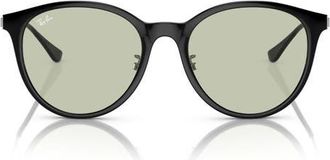Ray-Ban 55mm Square Sunglasses in Black /Light Green at Nordstrom