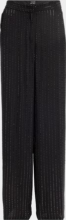 Giorgio Armani Crystal Pinstripe Straight-Leg Silk Trousers