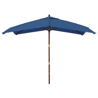 Berkfield Home Durable Garden Parasol with Wooden Pole Azure Blue 300x300x273 cm | Size: 300 x 300 x 273 cm