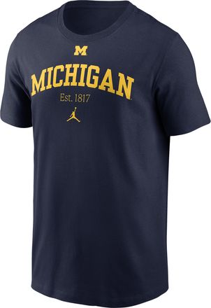 Nike Jordan Mens Michigan Academic Arch Jordan Brand College T-Shirt in Blue | N19941SMWN-LDR