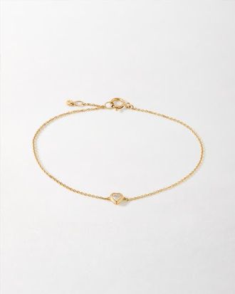 Edge of Ember Solid Gold Heart White Sapphire Bracelet in Metallic Gold at Nordstrom