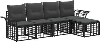 vidaXL Conjunto De Sof&aacute;s De Exterior 5 Uds. Negro Y Gris Oscuro Vidaxl