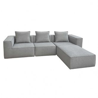 Hhg Hhg - Nunca Usado] Sof&aacute; L 399, Sof&aacute; Lounge Con Otomana, Ampliable Modularmente A La Derecha/izquierda, Tela/tejido 63x270x190 Cm, Gris Claro