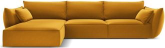 BLOOMINGLOFT 4-Sitzer Design Ecksofa Vanda mit Eckteil links - Samtbezug
