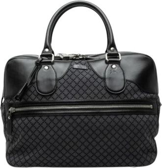 Gucci Pre-owned Canvas Travel Bag - unisex - Vintage Handtas - Grijs - ONE Size - Leer - Vintage