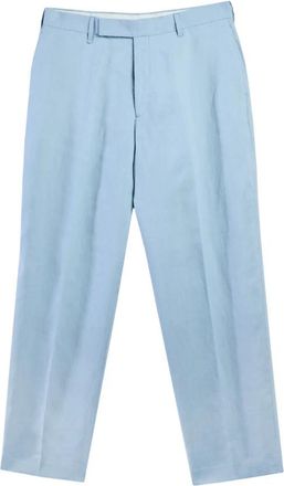 Paul Smith Pantaloni Ampi Lino - Heren - Nette broeken - Blauw - W34 - Linnen - Broeken