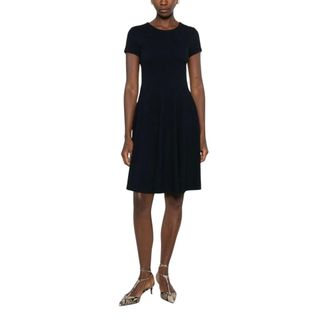 Emporio Armani Textured Fit and Flare Jurk - Dames - Jurken - Blauw - Maat: 2XS Katoen