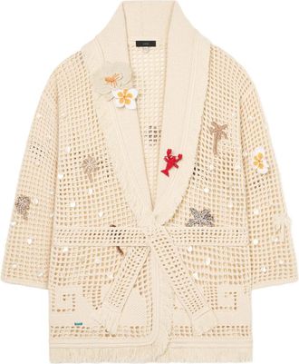 Alanui Where The Waves Begins Appliqu&eacute; Fringed Cardi-coat