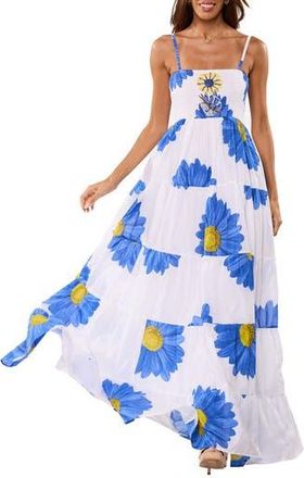 Ranee&rsquo;s Floral Print Spaghetti Strap Maxi Dress in Blue at Nordstrom Rack, Size Large/x-Large