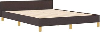 vidaXL Estructura De Cama Con Cabecera Marr&oacute;n Oscuro 140 X 200 Cm Tela Vidaxl