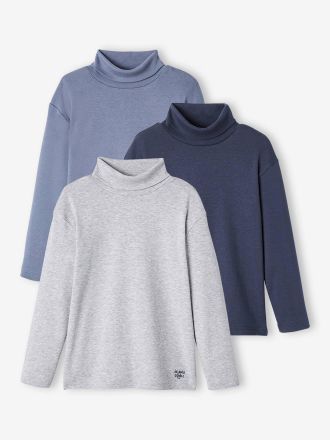Vertbaudet 3er-Pack Jungen Rollkragenshirts BASIC pack hellgrau meliert