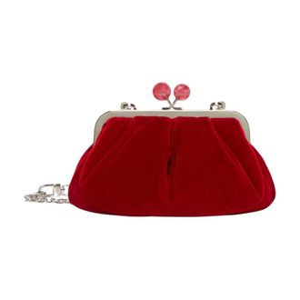 Max Mara Wkagiochi fluwelen clutch met kettinghengsel - Dames - Tassen - Rood - Maat: ONE Size Katoen