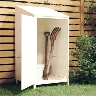 vidaXL Cobertizo De Jard&iacute;n Madera De Abeto Maciza Blanco 55x52x112 Cm Vidaxl