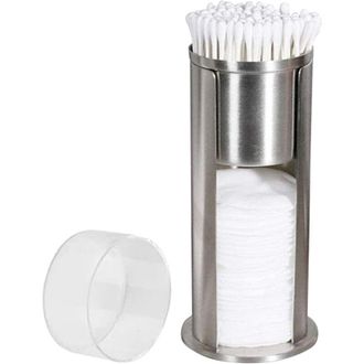 OEM Dispensador Dos En Uno De Acero Inoxidable Para Bolas Y Bastoncillos De Algod&oacute;n Con Tapa Para Ba&ntilde;o Y Dormitorio - Crezuo