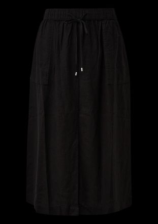 s.Oliver Midirock S.OLIVER, Damen, Gr. 40, schwarz, Web, Obermaterial: 52% Leinen, 48% Viskose, unifarben, regular fit kn&ouml;chelfrei, R&ouml;cke Midirock, mit elastis