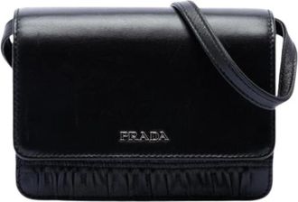 Prada Pre-owned Gathered Leather Crossbody Bag - Dames - Vintage Schoudertas - Zwart - ONE Size - Leer - Vintage