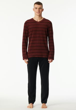 Schiesser Schlafanzug SCHIESSER Casual Nightwear, Herren, Gr. 50, burgund, Frottee, Obermaterial: 80% Baumwolle, 20% Polyester, bequem lang, V-Ausschnitt, Homew