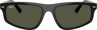 Ray-Ban 59mm Irregular Sunglasses in Black /Green at Nordstrom