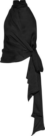 Balmain Top in Seta Charmeuse con Schiena Scoperta - - Tops - Donna - Nero - S