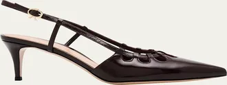 Gianvito Rossi 55mm Cutout Patent Leather Slingback Pumps