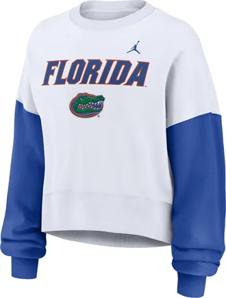 Nike Jordan Womens Florida Gators Primetime Jordan College Pullover Crew in White | 0JD7062NUFN-88C