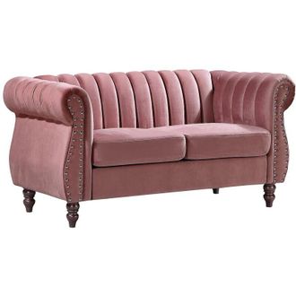 Vente-Unique Vente-unique - Divano Chesterfield 2 posti in Velluto Rosa antico - trumbo
