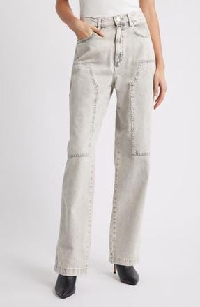 AllSaints Mia Crystal Carpenter Jeans in Snow Grey at Nordstrom Rack, Size 24