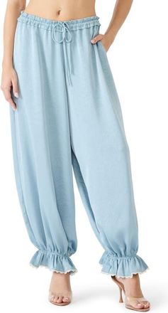 Steve Madden Roan Floral Jacquard Pull-On Pants in Dusty Blue at Nordstrom, Size X-Small