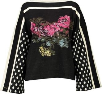 Blugirl Wollen Trui - Dames - Ronde hals truien - Zwart - XL - Wol - Truien & Vesten