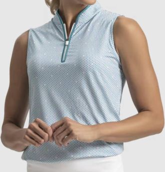 FootJoy Zip Front Tank Top In Tile Blue