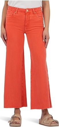 Kut from the Kloth Meg High Rise Fab Ab Wide Leg Raw Hem Womens Jeans Tangerine : 16 27, Cotton/Denim/Lyocell