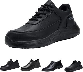 Generic Non-Slip Waterproof Kitchen Chef Shoes | Lightweight Nursing Garden Clogs | Classic Leather Work Shoes for Food Service(Black C,10.5)