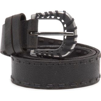 Free People Holt Leather Belt in Black at Nordstrom, Size X-Small