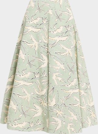 Altuzarra Varda Dove-Print A-Line Midi Skirt