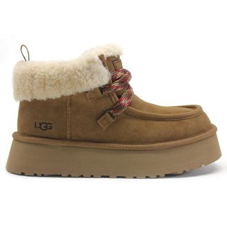 UGG Funkarra Cabin Cuff Leather Womens Lace Up Boots - Chestnut - Size:UK 6