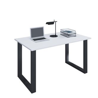 ebuy24 Vcm Wood Desk Al. 76 X An. 110 X P. 80 Cm Mesa De Ordenador Lisa Pies De Metal De Alta Calidad Mesa De Trabajo Muebles De Oficina - Lona U (negro / Bl