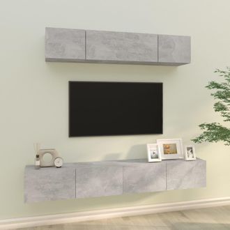 vidaXL Vidaxl - Set De Muebles De Tv 4 Pzas Madera Contrachapada Gris Hormig&oacute;n