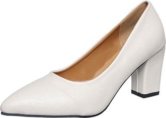 Generic Beige Ladies Trendy Comfort French High Heels Featuring Pointed Toe and One-Foot Thick Heel Shallow Mouth for Leisure Lifestyle