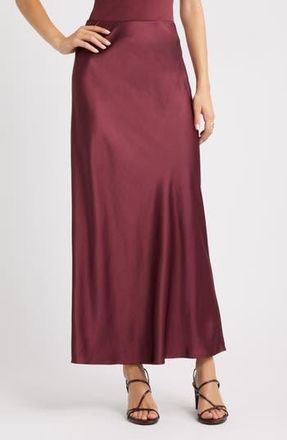 Open Edit Satin Maxi Skirt in Burgundy Tannin at Nordstrom Rack, Size Large