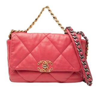 Chanel Pre-owned Medium 19 Flap Bag - Dames - Pre-owned - Roze - Maat: ONE Size Leer