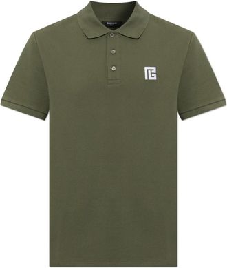 Balmain Polo met geborduurd logo - Heren - Polos - Groen - XL - Katoen - Tops