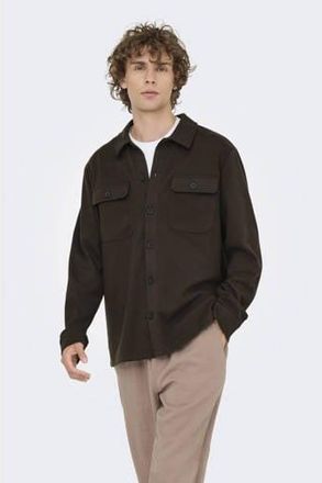 Only & Sons regular overshirt donkerbruin