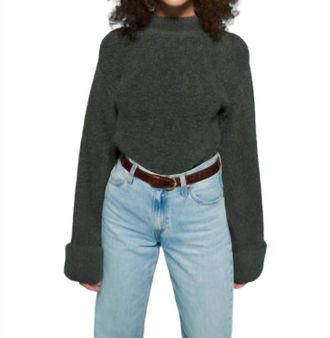 Nation Ltd Briar Cuffed Funnel Neck Sweater In Stoned Moss
