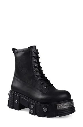 Zigi Soho Sharifa Platform Combat Boot in Black Leather at Nordstrom, Size 8