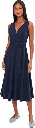 Pact Fit-and-Flare Easy V-Neck Dress Womens Dress Navy Blue : XL, Cotton/Elastane