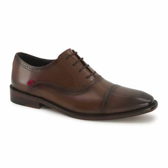 Andrea Mens Leather Oxford Dress Shoes In Brown