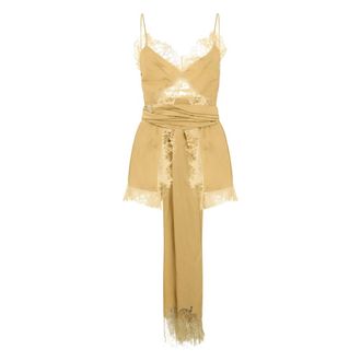 Alberta Ferretti Fluid Dress Top - female - Alberta Ferretti - Sleeveless Tops - Yellow - S - Tops