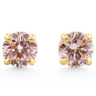 Pompeii3 1/2Ct Pink Lab Grown Diamond Screw Back Studs Earrings 14K Yellow Gold